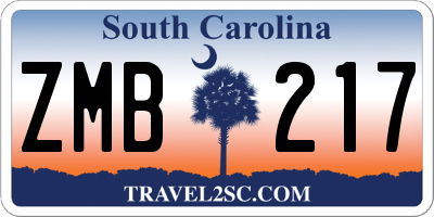 SC license plate ZMB217