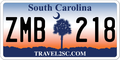 SC license plate ZMB218