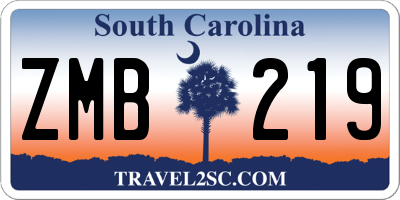 SC license plate ZMB219