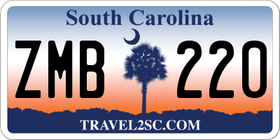 SC license plate ZMB220