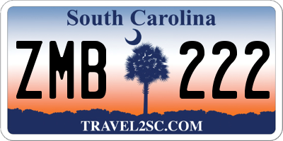 SC license plate ZMB222