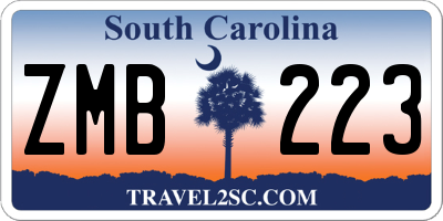 SC license plate ZMB223