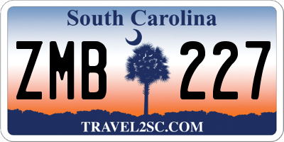 SC license plate ZMB227