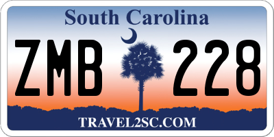 SC license plate ZMB228