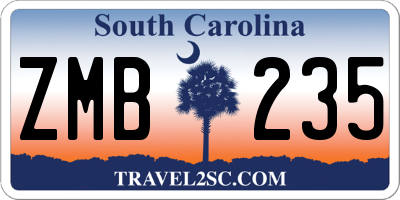 SC license plate ZMB235