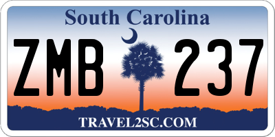 SC license plate ZMB237
