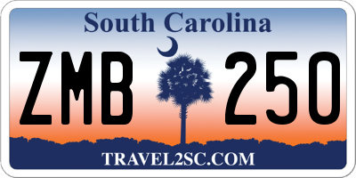 SC license plate ZMB250