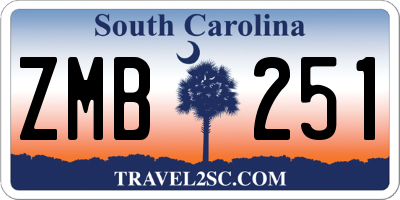 SC license plate ZMB251