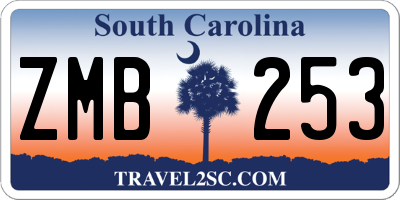 SC license plate ZMB253