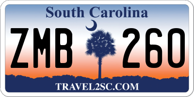 SC license plate ZMB260
