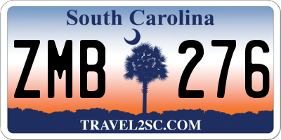 SC license plate ZMB276