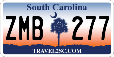 SC license plate ZMB277