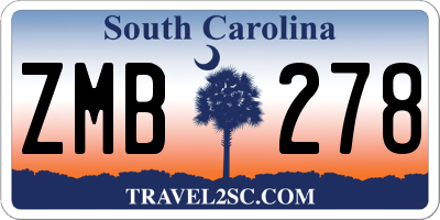 SC license plate ZMB278