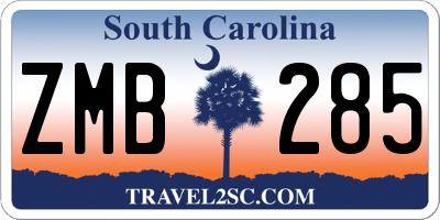 SC license plate ZMB285