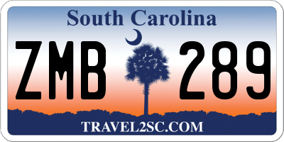 SC license plate ZMB289