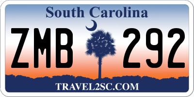 SC license plate ZMB292