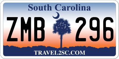 SC license plate ZMB296