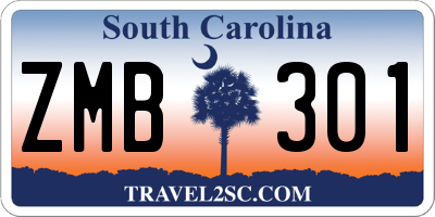 SC license plate ZMB301