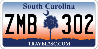 SC license plate ZMB302