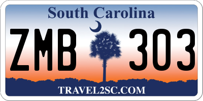 SC license plate ZMB303