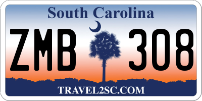 SC license plate ZMB308