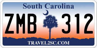 SC license plate ZMB312