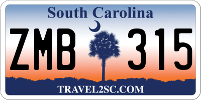 SC license plate ZMB315