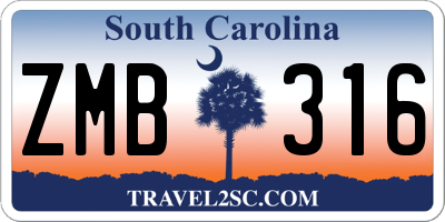 SC license plate ZMB316