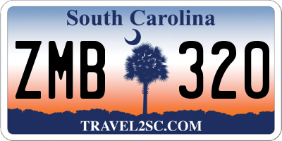 SC license plate ZMB320
