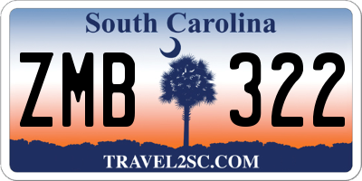SC license plate ZMB322