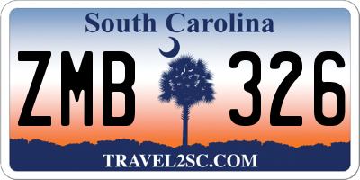 SC license plate ZMB326