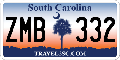 SC license plate ZMB332