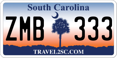 SC license plate ZMB333