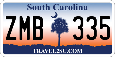 SC license plate ZMB335