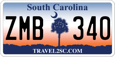 SC license plate ZMB340
