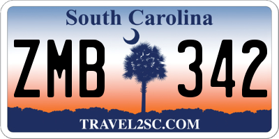 SC license plate ZMB342