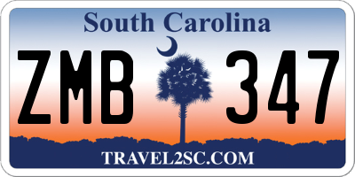 SC license plate ZMB347