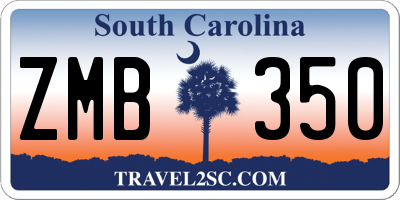 SC license plate ZMB350