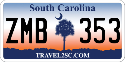 SC license plate ZMB353
