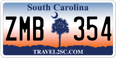 SC license plate ZMB354