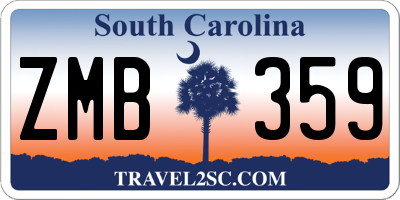 SC license plate ZMB359