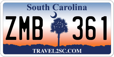 SC license plate ZMB361