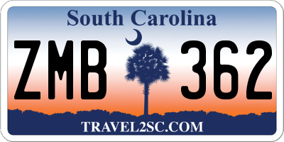 SC license plate ZMB362