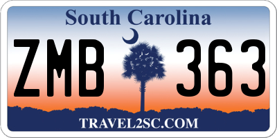 SC license plate ZMB363