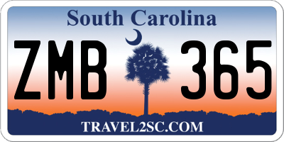SC license plate ZMB365