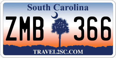 SC license plate ZMB366