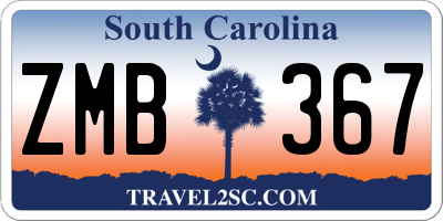 SC license plate ZMB367