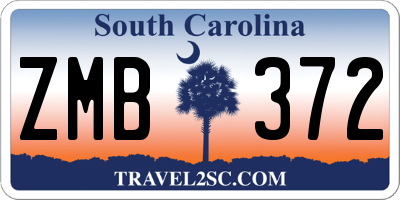 SC license plate ZMB372