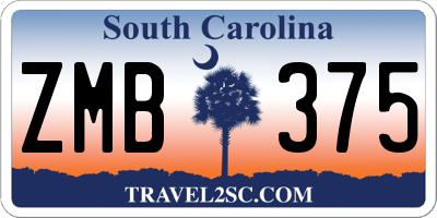 SC license plate ZMB375
