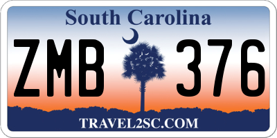 SC license plate ZMB376